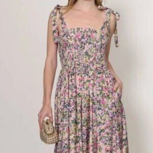 Floral Midi Dress with Tie Straps by Gab Kate - NWT